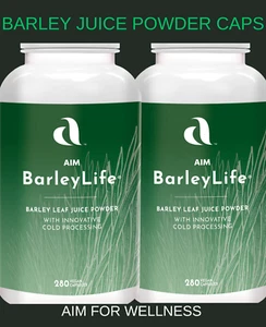 AIM BarleyLife Juice Powder of Young Barley Grass Convenient Capsules Vegan X2 - Picture 1 of 19