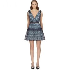 Self-Portrait Bow Detailed Tiered Guipure Lace Dress