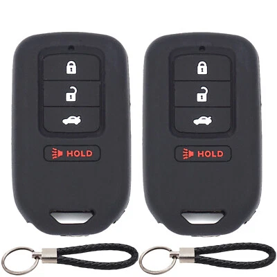 2Pcs 4 Buttons Silicone Key Fob Cover Keychain for Honda Accord CR-V CR-Z Foto 1 de 4