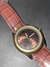 U.S. Polo Assn. Watch Men Gold Tone Round Dial Brown Leather Band