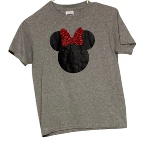 Gildan Minnie Mouse T-Shirt Red Glitter Bow Disney Tee Youth Size Small-GC - Picture 1 of 10
