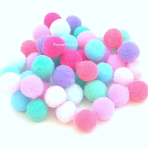 POM POMS Plush Soft Balls Pastel Colours 10mm Mix Party Garment Craft Supplies - Picture 1 of 4