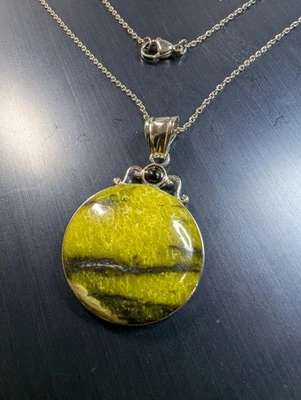 Coyote Moon & Sun Yellow Turquoise Jasper  Stainless Steel necklace DAD793 - Image 1 of 4