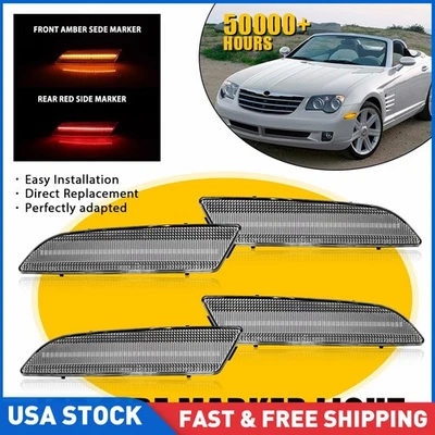 Marcador de luzes laterais dianteiras traseiras LED branco transparente Chrysler Crossfire 2004-2008 - Imagem 1 de 4