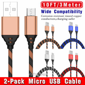 10FT USB-A to Micro-B 5 Pin Data Sync Fast Charging Cable Data Sync Charger Cord