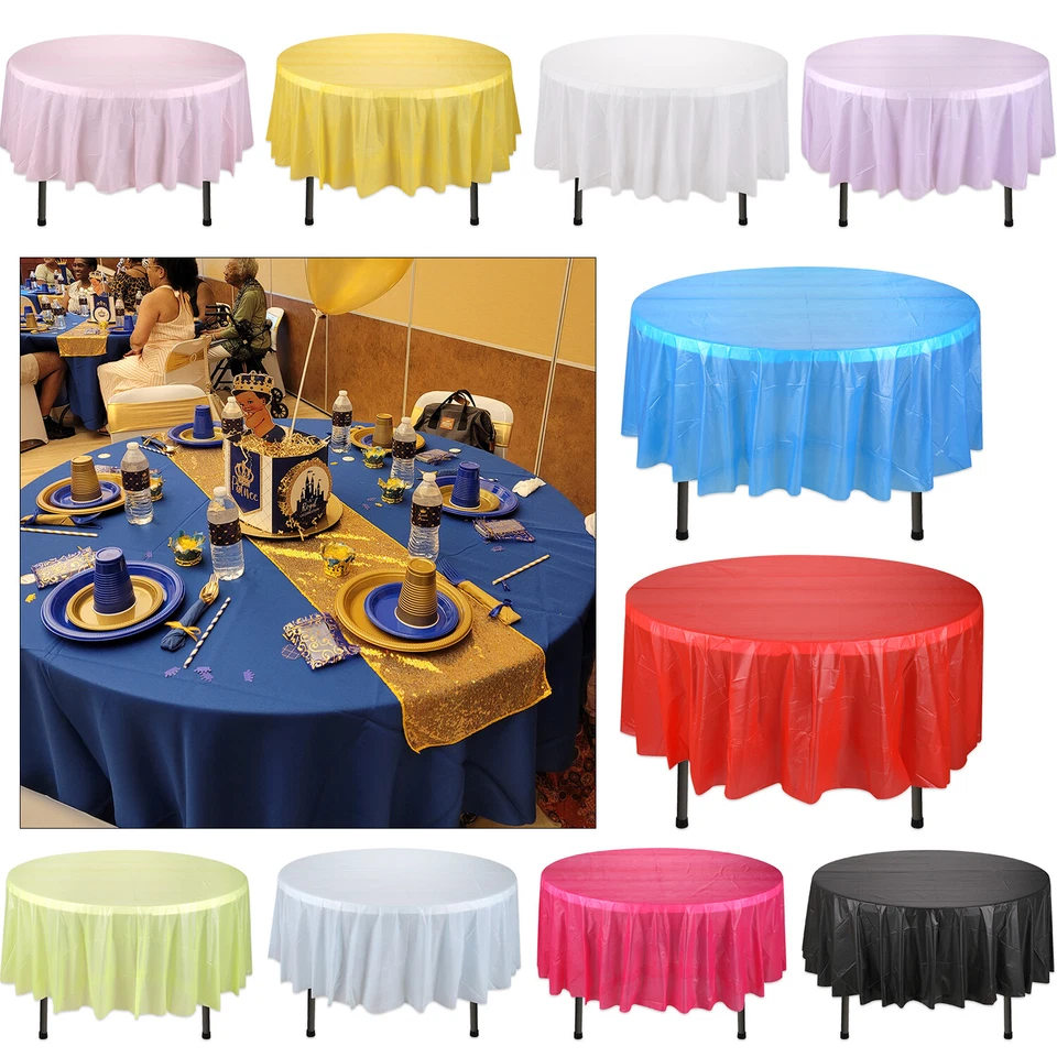 Plastic Table Cover Cloth Abwischen Rund Party Tischdecken Tücher Einweg - Bild 1 von 1