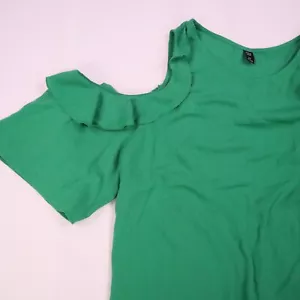 Green Open Shoulder Ruffle Blouse Size 4XL Shein Curve - Picture 1 of 8
