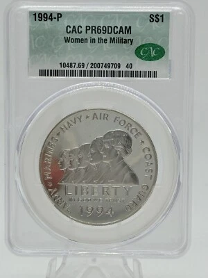 1994 P Women In The Military Memorial Commem Silver Dollar CAC PR69 #11087 - Image 1 of 4
