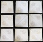 NEW HOTEL COTTON SET OF 6 WHITE NAPKINS,CHAMPAGNE,SILVER MONOGRAMMED EMBROIDERED
