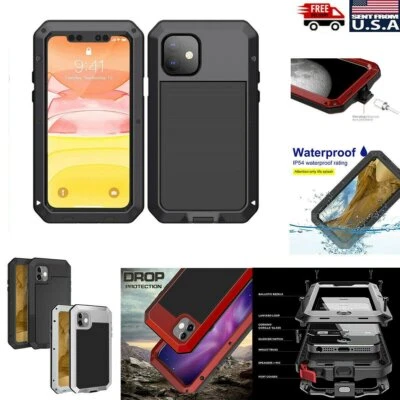Funda protectora de aluminio y vidrio a prueba de golpes para iPhone 12 Mini 11 Pro Max XR XS X Foto 1 de 4