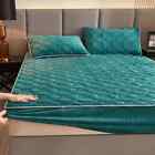 Thick Coral Fleece Quilted Bed Fitted Sheet Solid Color Velvet Mattress Cover
