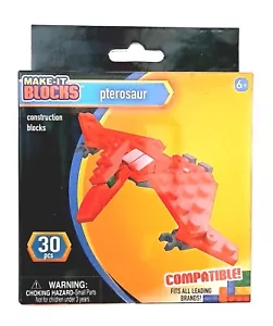 BLOCCHI MAKE-IT - PTEROSAURO - 30 pezzi blocchi da costruzione - 6+ NUOVI - Foto 1 di 2