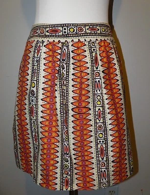 Falda TRINA TURK Línea A Bolsillos Multicolor Geométrico Art Deco Patrón Talla 2 Foto 1 de 4