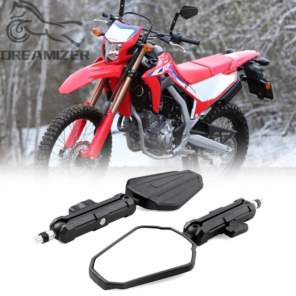 8MM 10MM Black Motorcycle Adventure Rear Side Mirrors For Honda CRF230L CRF300L - Image 1 of 4