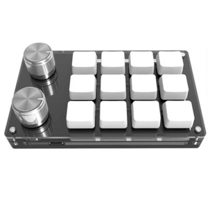 USB Interface 12 Programmable Keys Mini 2 Turn Knobs Keyboard Type-C Cable - Picture 1 of 10