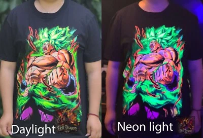 Legendary Super Saiyan Green Broly Colorful Neon glow T-shirt 100% Cotton - Image 1 of 4