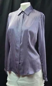 Thomas Pink 250 $ elegante Bluse Knopf reine Seide Oberteil Hemd Langarm US 4 NEU - Bild 1 von 5
