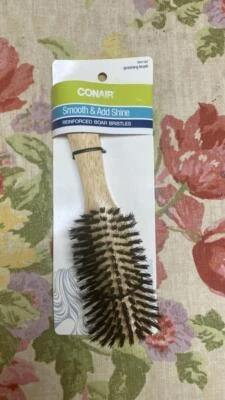 Conair 经典木质 100% 野猪鬃刷天然造型器 光滑增添光泽 — 第 1/3 张图片