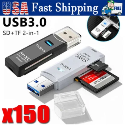 USB3.0 SD Card Reader for PC Micro SD Card to USB Adapter for Camera MemoryC lot - Image 1 of 4