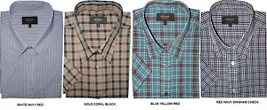 Metaphor Men's Big Size Poly Cotton Short Sleeve Checked Shirt 2XL - 6XL - Picture 1 of 9
