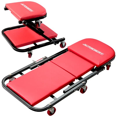 36 Inches 2-in-1 Rolling Seat Stool Under Auto Foldable Creeper Car Repair Tool - Image 1 of 4