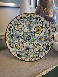 Plato de pared de cerámica decorativo vintage hermosas flores hecho a mano plato de Jerusalén - Imagen 1 de 5