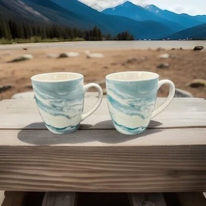 Set of 2 Blue and White Swirl Coffee Mugs The Grainhouse - Picture 1 of 6