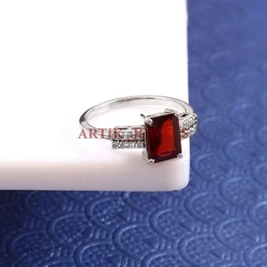 Piedras preciosas de granate natural con anillo de plata de ley 925 para mujer #4632 - Imagen 1 de 9