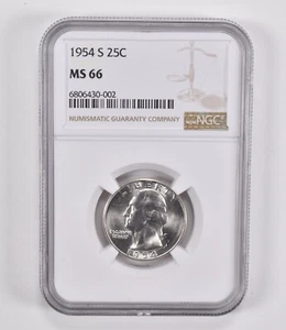 MS66 1954-S Washington Quarter NGC Brown Label - Picture 1 of 5