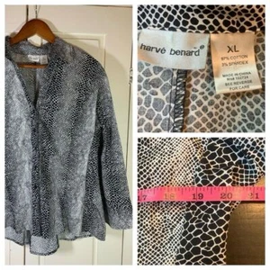 Camicetta Harve Benard stampa animalier donna XL serpente ufficio mafia moglie preppy chic - Foto 1 di 12