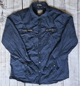 Guess Dillon Slim Fit Women's XL Blue Long Sleeve Button Up With Zip Pockets - Picture 1 of 6