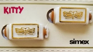 Vintage Haarspangen - 50er Jahre "Simex" Kitty Pony Haarspangen (weißer Schmetterling) - Bild 1 von 9