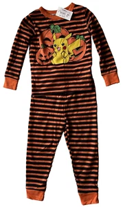 Pokemon Halloween 2 piece Black/Orange Striped PJ Set-Kids Size 4 NEW - Picture 1 of 2