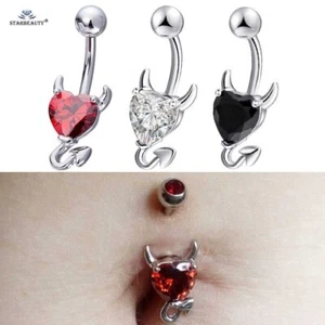 Crystal Devil Heat Rhinestone Spiral Barbells Navel Belly Button Body Piercing - Picture 1 of 26