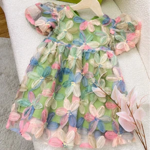 Girls Princess DressSummer Sleeve Dress Party Birthday Wedding Kids Girl Dresses - Picture 1 of 9