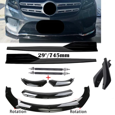 For Mercedes-Benz GLS450 GLS500 Gloss Black Front Bumper Lip Spoiler Side Skirt Foto 1 de 4