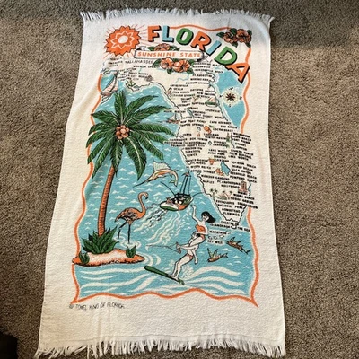 Винтажное полотенце King Of FloridaBeach полотенце Florida сувенир США фламинго пальма - Изображение 1 из 4