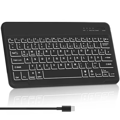 SENGBIRCH Bluetooth Schwarz beleuchtete Tastatur Leicht und schlank für iOS iPad - Bild 1 von 4