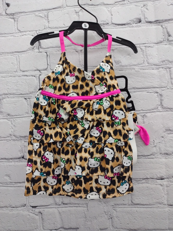 Traje de baño de dos piezas de leopardo talla 5 de Hello Kitty para niñas Foto 1 de 4