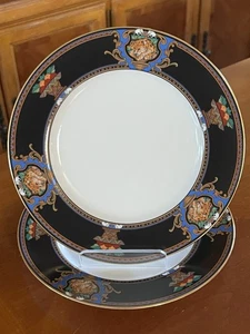 2 Noritake Paradise Tribute Gold Rim China Salad Plate Leopard Elephant 8 1/4” - Picture 1 of 11