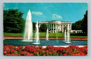 Postal Washington DC La Casa Blanca Edificio Fuentes Flores Rojas - Imagen 1 de 2