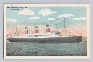 United States Lines SS Leviathan Leaving New York City Oceanliner mit Skyline  - Bild 1 von 2
