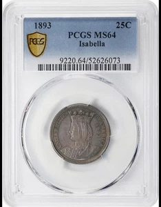 1893 Isabella Quarter PCGS MS64! Beautiful Design, Nice Toning Low Mintage Coin - Picture 1 of 6