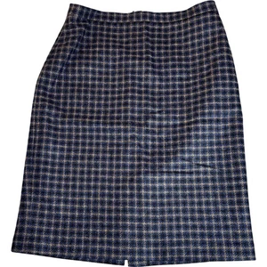Pure Collection Moon Wool Pencil Skirt Womens UK 14 Blue Check - Picture 1 of 9