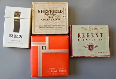 Lote de quatro caixas vazias de cigarro vintage du Maurier Sheffield Regent Rex - Imagem 1 de 4