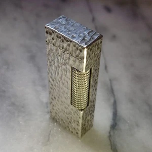 Vintage Dunhill Rolla Gas Lighter Silver Bark Working Condition - Picture 1 of 9