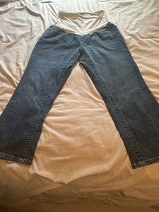 Women’s Indigo Blue Maternity High Waist Denim Capris Size Large  - Picture 1 of 5