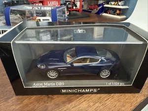 MINICHAMPS 1/43 Aston Martin DB9 Midnight Blue Diecast In Box - Picture 1 of 2