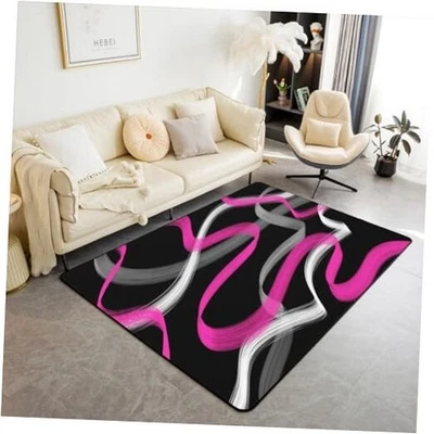 Lo último Rosa Gris Negro Alfombras de Salón para Niños Niños Niñas Rayas Alfombra  Foto 1 de 4