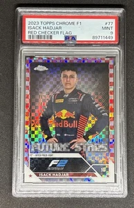2023 Topps Chrome Formula 1 F1 Isack Hadjar #77 Red Checker 4/5 PSA 9 - Picture 1 of 2